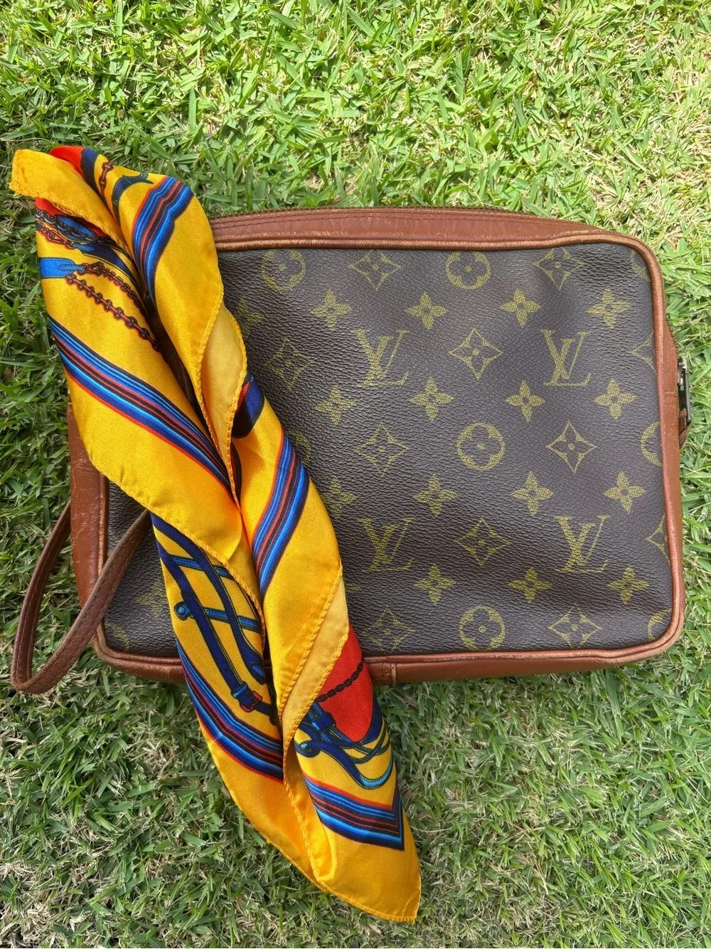 Free Twilly with Vintage Louis Vuitton Brown Monogram Pouch/Clutch